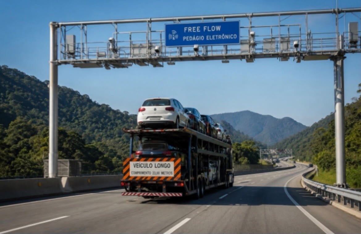  Adeus às filas no pedágio: free flow promete mudar acesso de cargas ao Porto de Santos